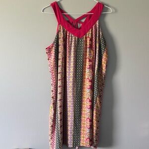 Rose and Olive medium colorful tunic style tank blouse.